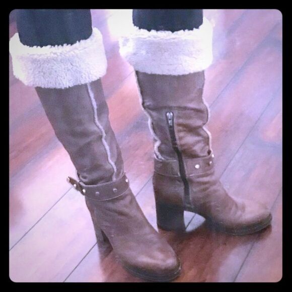 NAPOLEONI fur lined cognac leather MADE IN ITALY BOOTS, size 6 - Picture 2 of 9